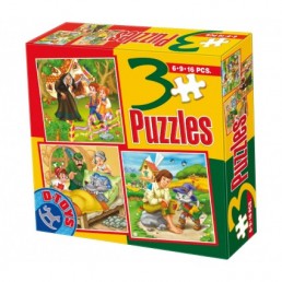 Puzzle 3 in 1 basme/animale